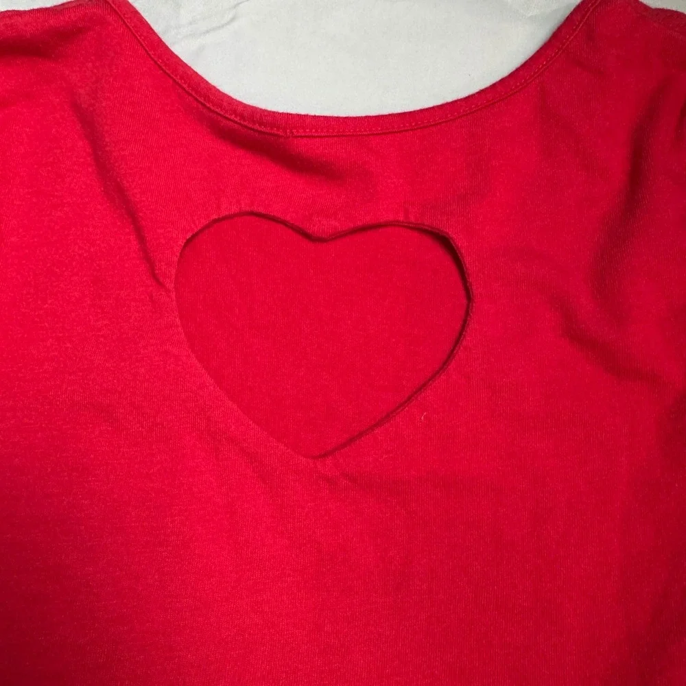 Children's Place Skater Dress Kids 5/6 Red New Heart Cutout Back Long Sleeve